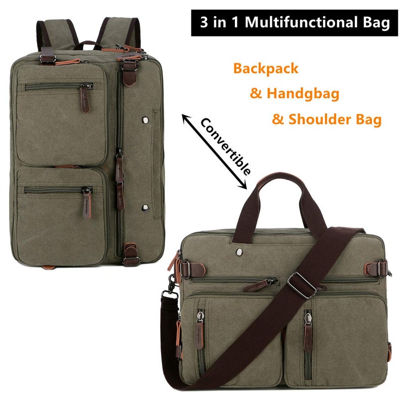 Baosha Convertible Briefcase Backpack 17 Inch Laptop Bag Case Business Briefcase HB-22 (Amy Green) - Image 2